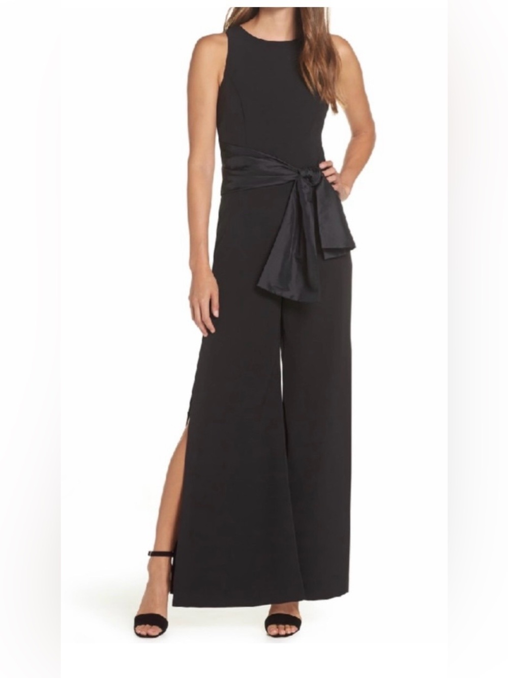Vince Camuto Classic Black Sleeveless jumpsuit with Waist Tie